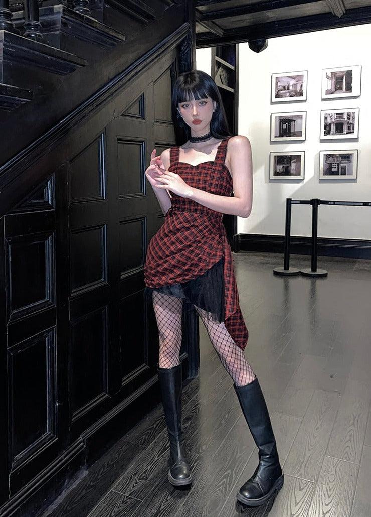 Grunge Plaid Mini Dress - KAYSMAR