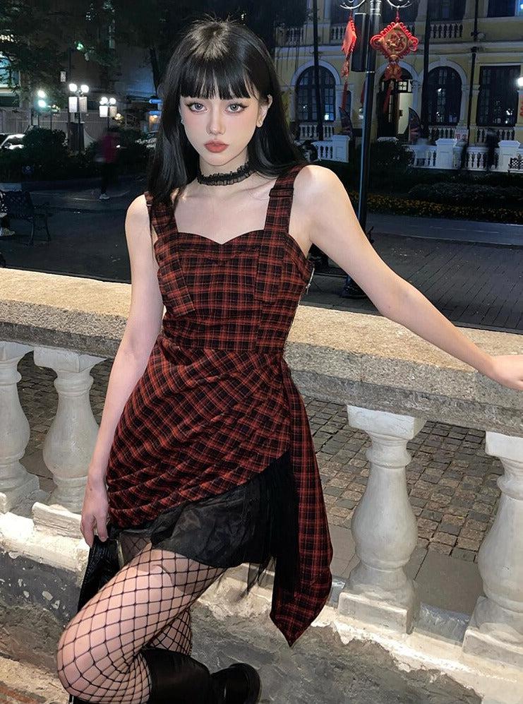 Grunge Plaid Mini Dress - KAYSMAR
