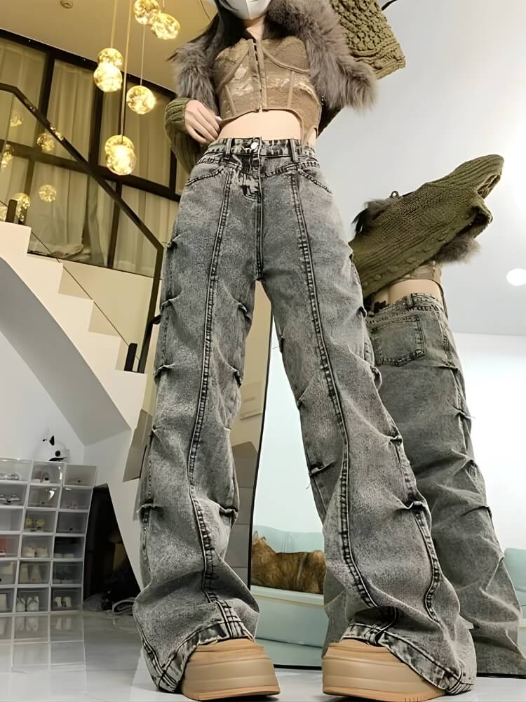 Grunge Wide Leg Jeans - KAYSMAR
