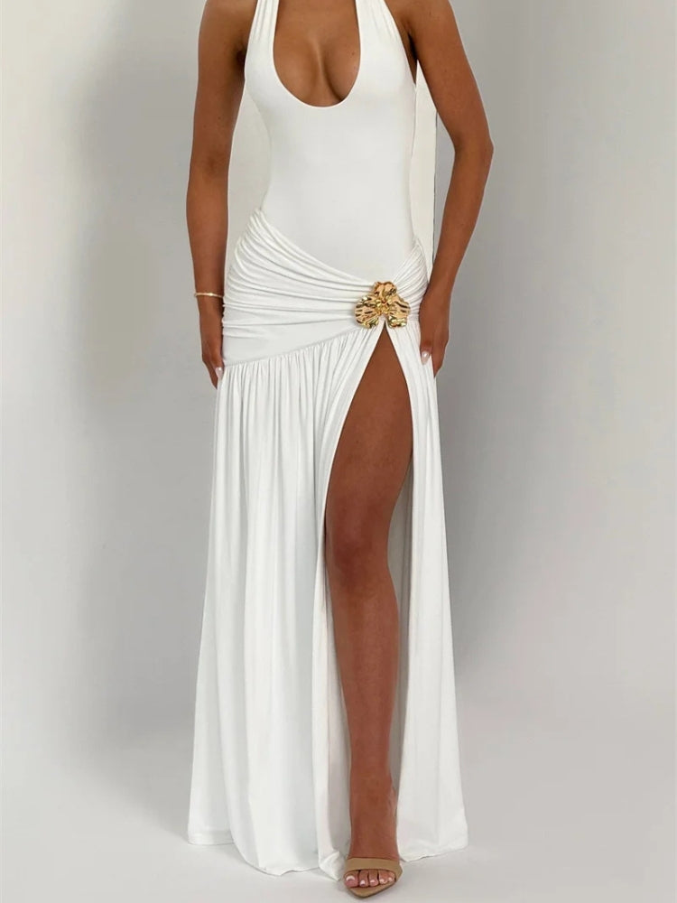 Halter Bodysuit & Maxi Skirt Two Piece Set - KAYSMAR