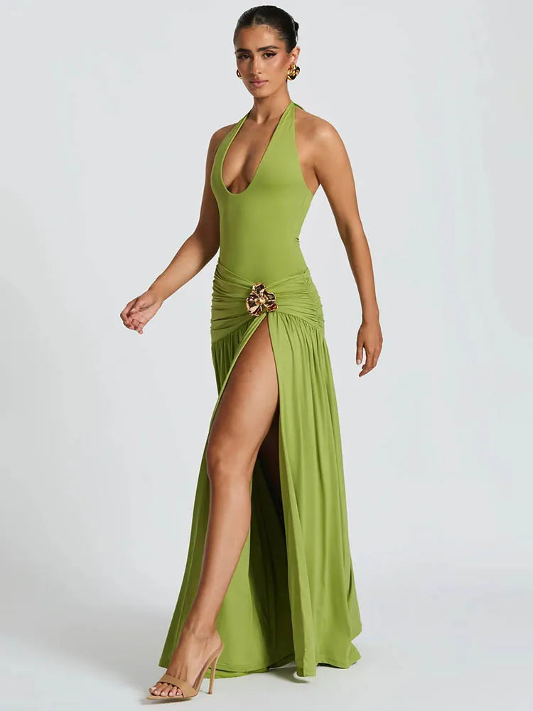 Halter Bodysuit & Maxi Skirt Two Piece Set - KAYSMAR
