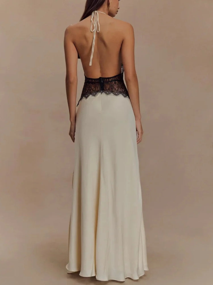 Halter Neck Backless Maxi Dress - KAYSMAR
