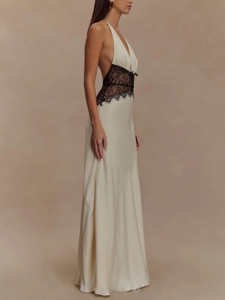 Halter Neck Backless Maxi Dress - KAYSMAR