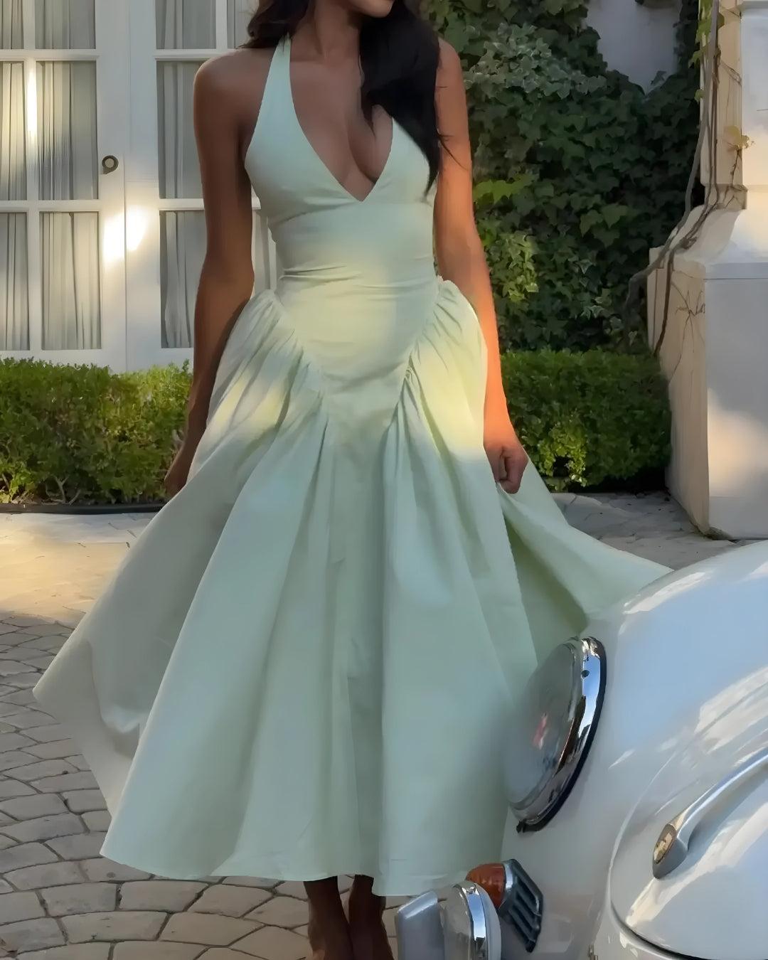 Halter Neck Corset Midi Dress - KAYSMAR