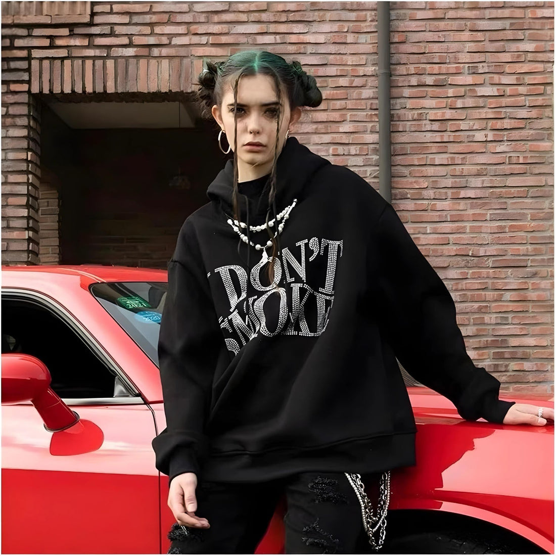 I Don't Smoke Rhinestone Hoodie - KAYSMAR