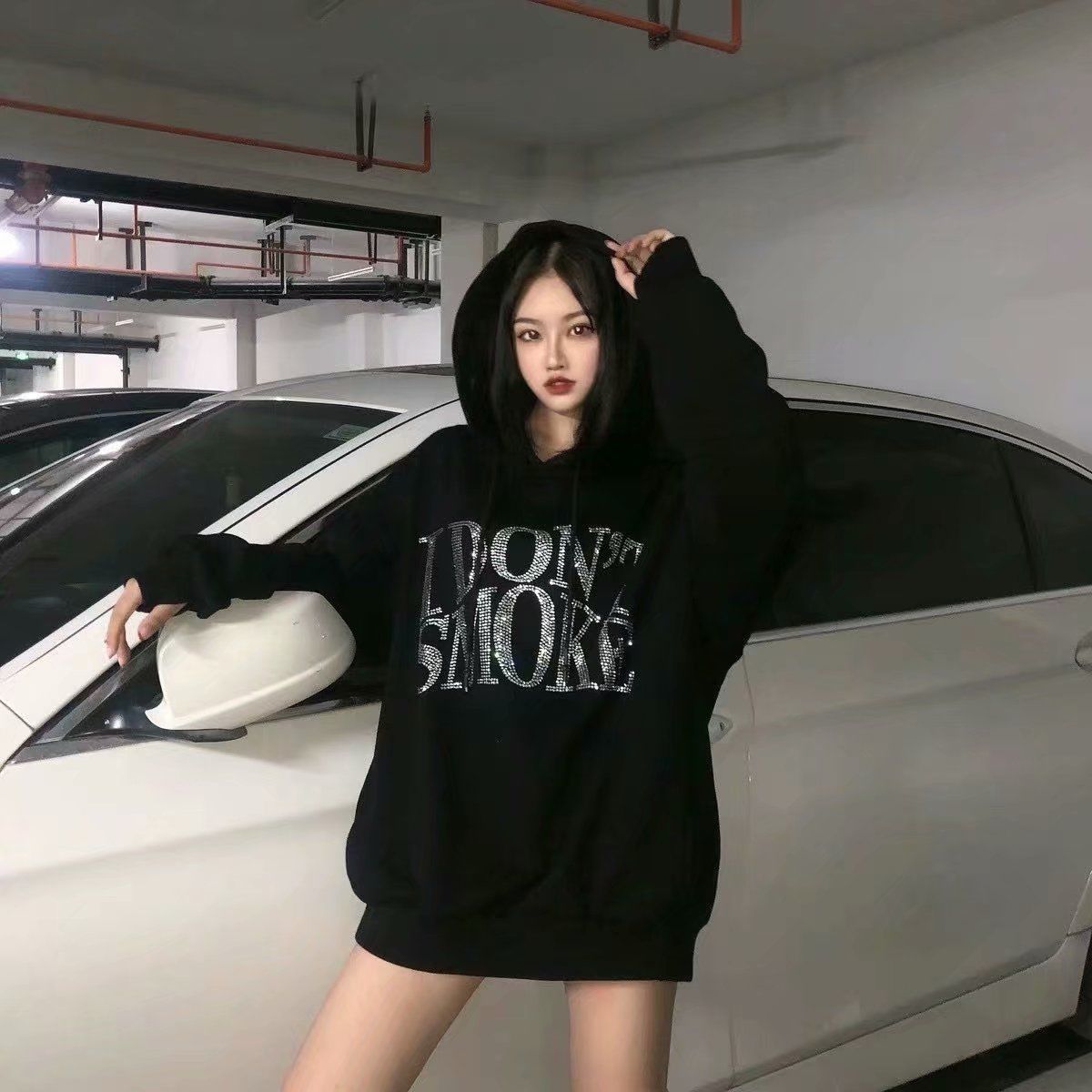 I Don't Smoke Rhinestone Hoodie - KAYSMAR