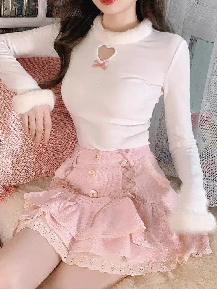 Kawaii Ruffled Layered Lace Mini Skirt - KAYSMAR