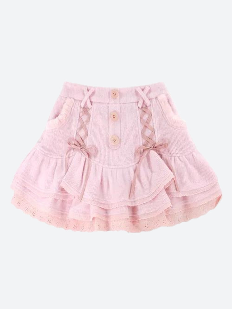 Kawaii Ruffled Layered Lace Mini Skirt - KAYSMAR