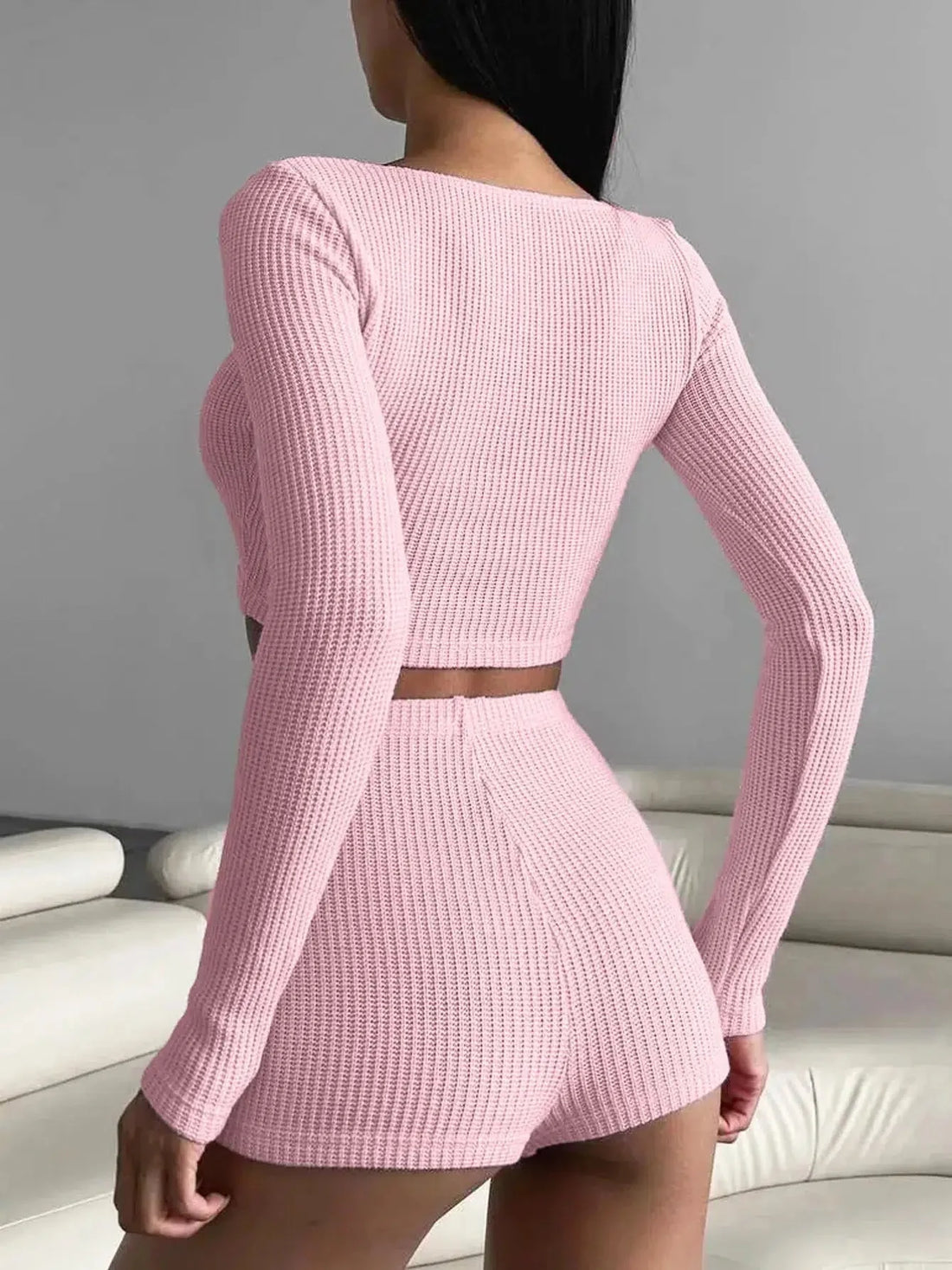 Knitted Crop Top & Shorts Two Piece Set - KAYSMAR