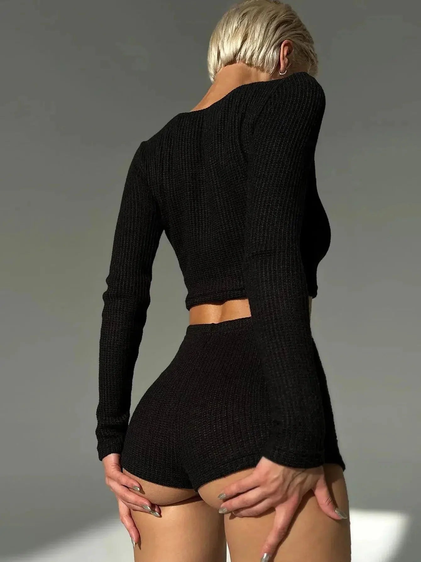 Knitted Crop Top & Shorts Two Piece Set - KAYSMAR