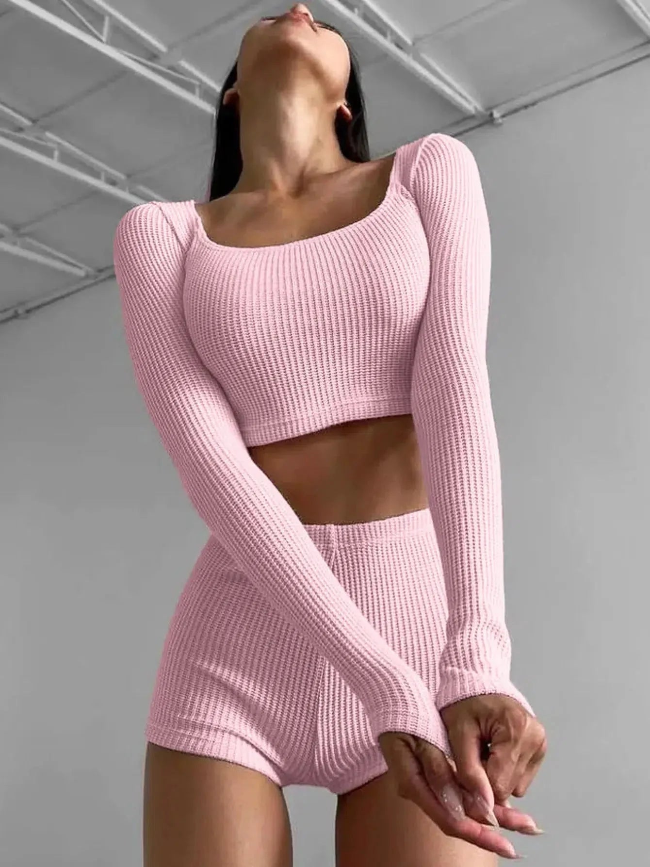 Knitted Crop Top & Shorts Two Piece Set - KAYSMAR