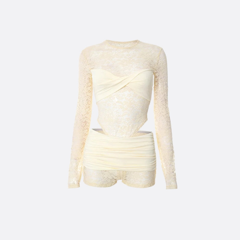 Lace Top & Bodysuit Two Piece Set - KAYSMAR