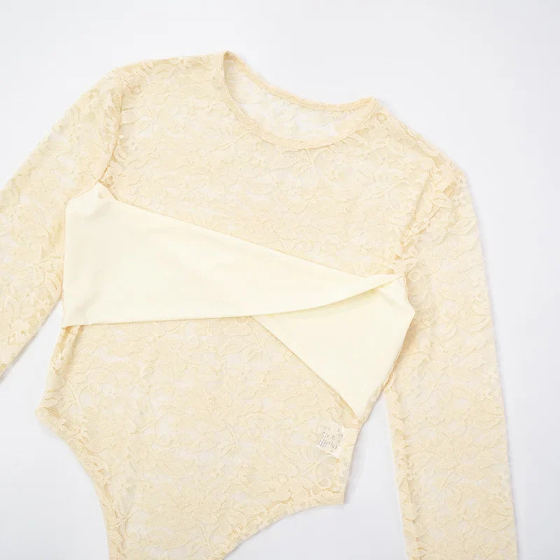 Lace Top & Bodysuit Two Piece Set - KAYSMAR