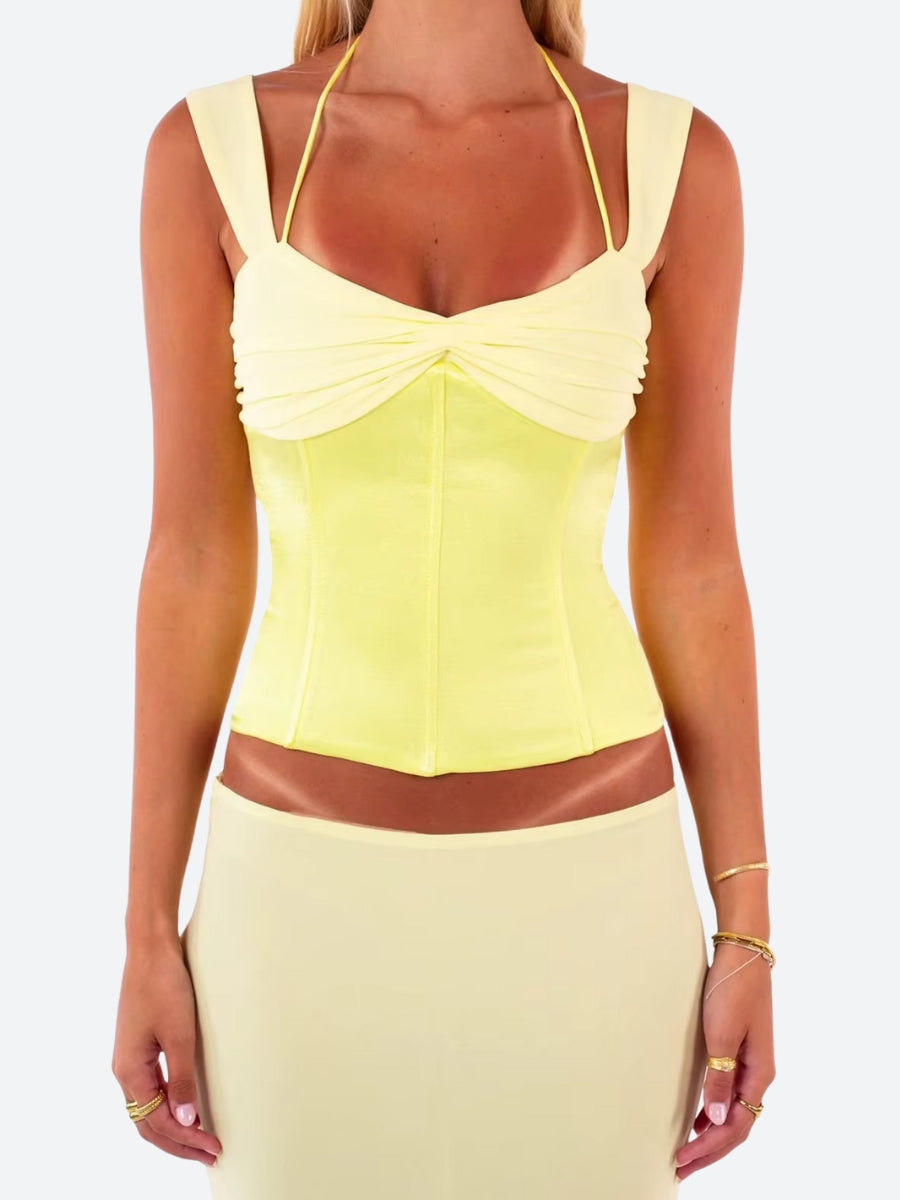 Lace Up Corset Top & Maxi Skirt Two Piece Set - KAYSMAR