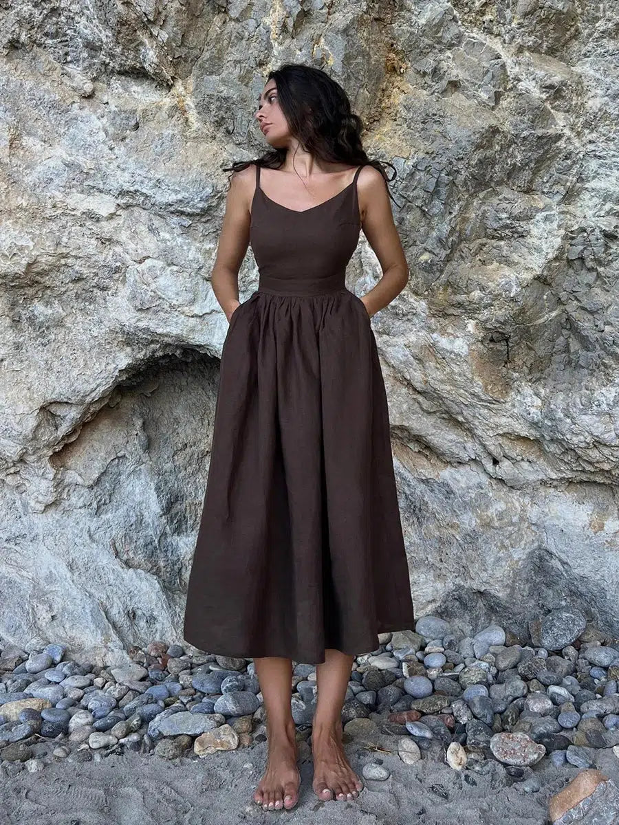Linen Midi Dress - KAYSMAR