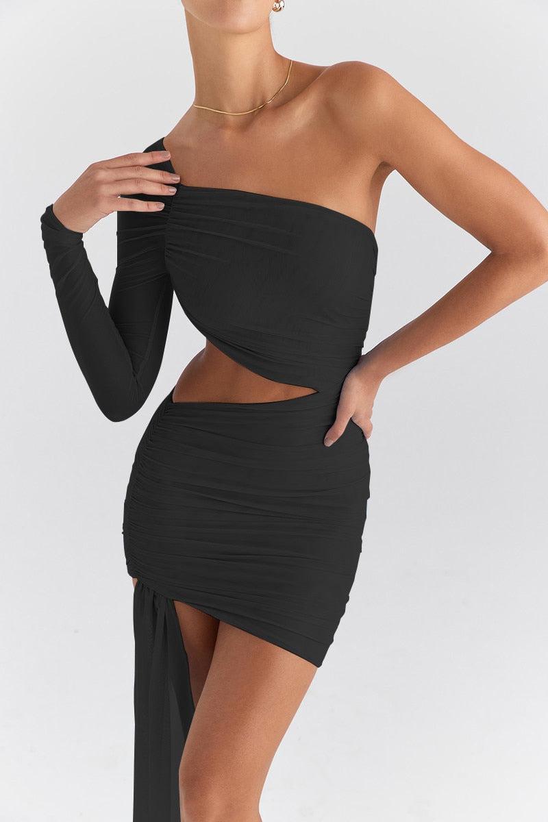 One Shoulder Cut Out Mini Dress - KAYSMAR