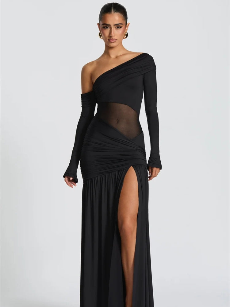 One Shoulder High Slit Maxi Dress - KAYSMAR