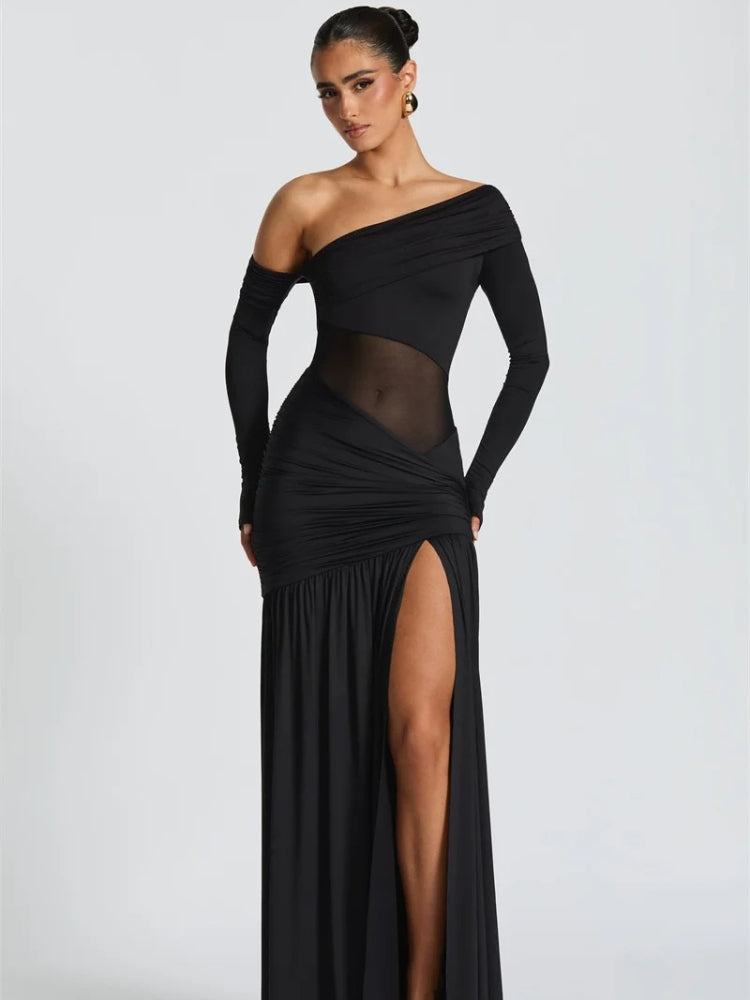 One Shoulder High Slit Maxi Dress - KAYSMAR