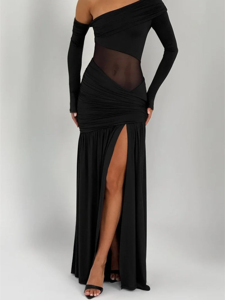 One Shoulder High Slit Maxi Dress - KAYSMAR