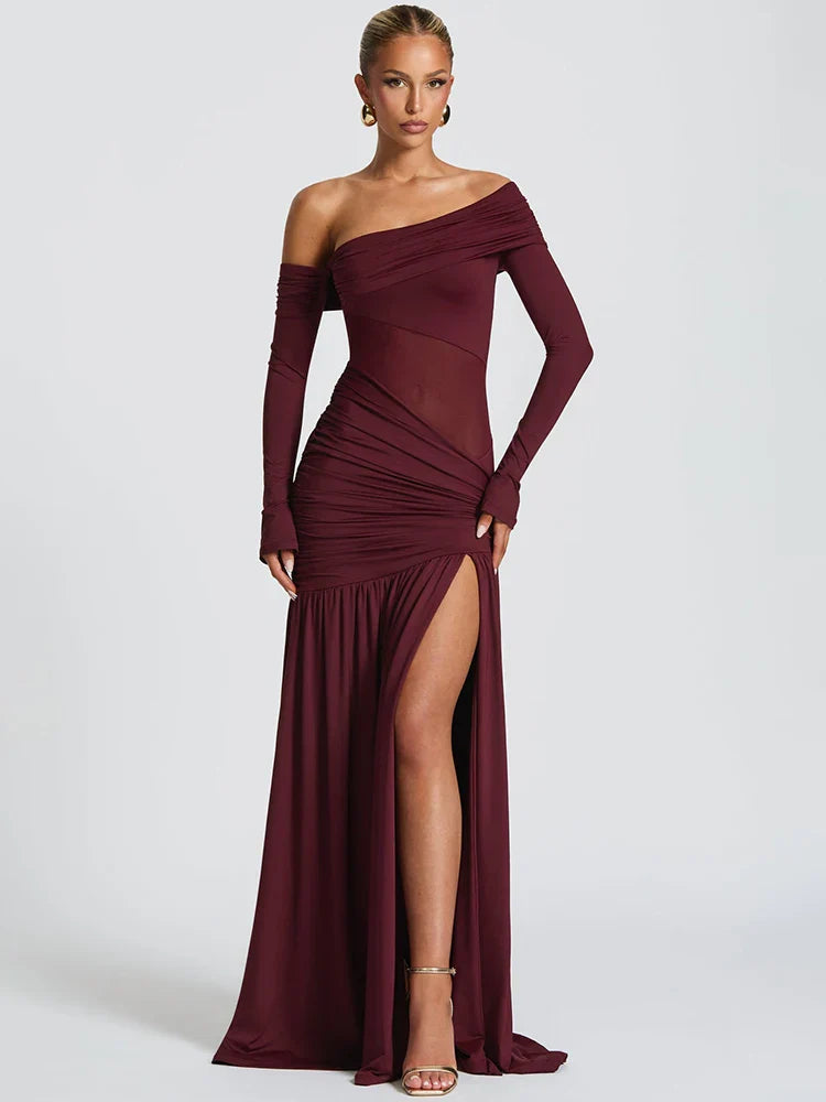One Shoulder High Slit Maxi Dress - KAYSMAR