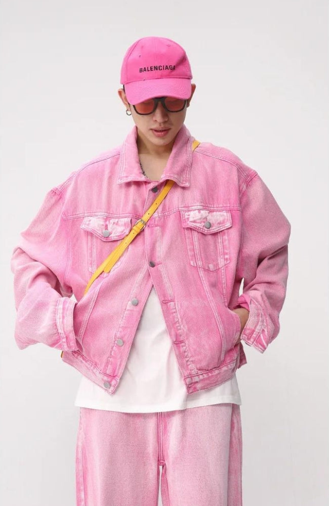 Pink Denim Jacket & Pants Two Piece Set - KAYSMAR