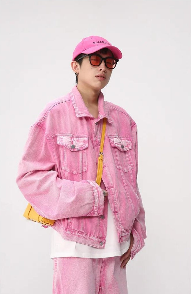 Pink Denim Jacket & Pants Two Piece Set - KAYSMAR