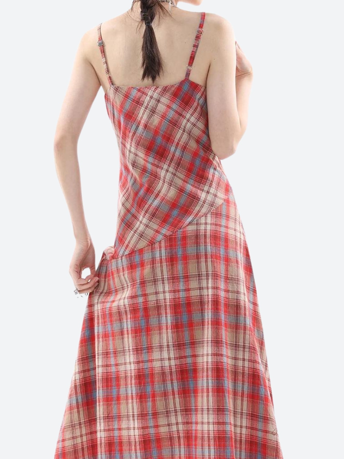 Plaid Lace Midi Dress - KAYSMAR