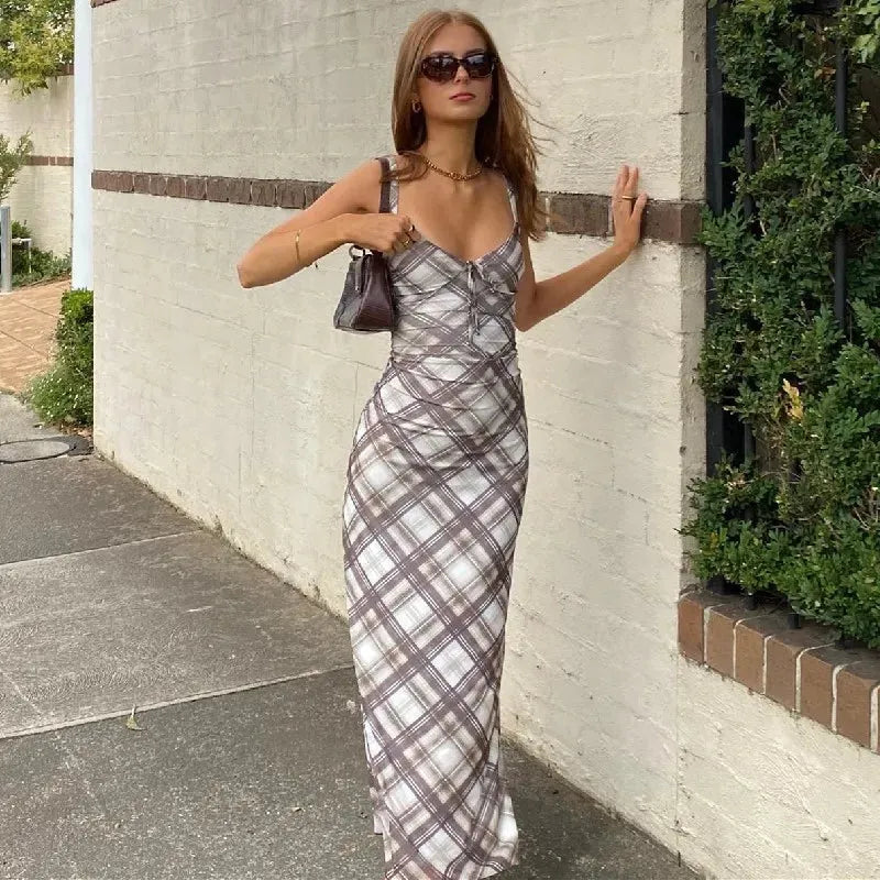 Plaid Slip Midi Dress - KAYSMAR