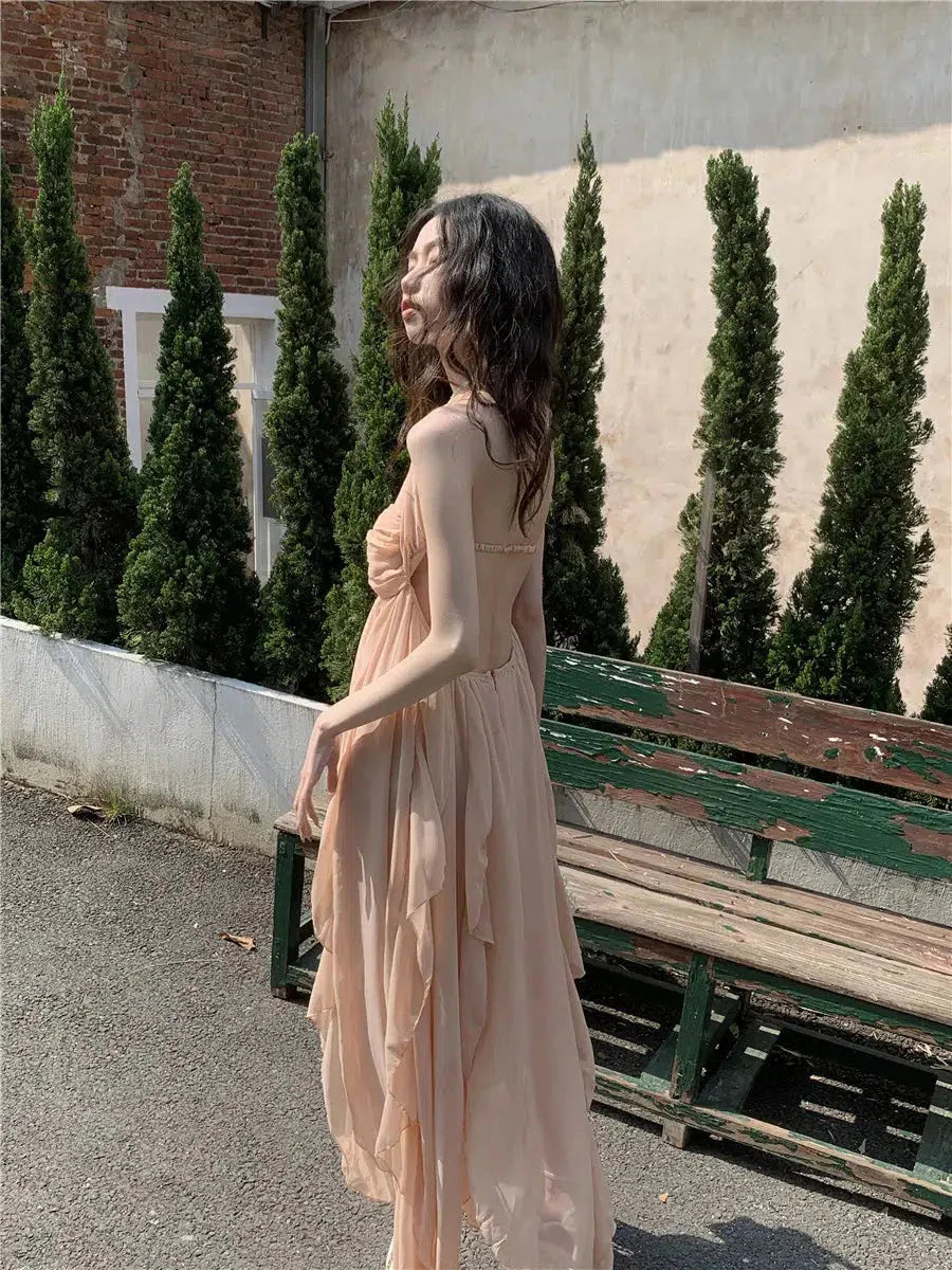 Pure Backless Chiffon Midi Dress - KAYSMAR