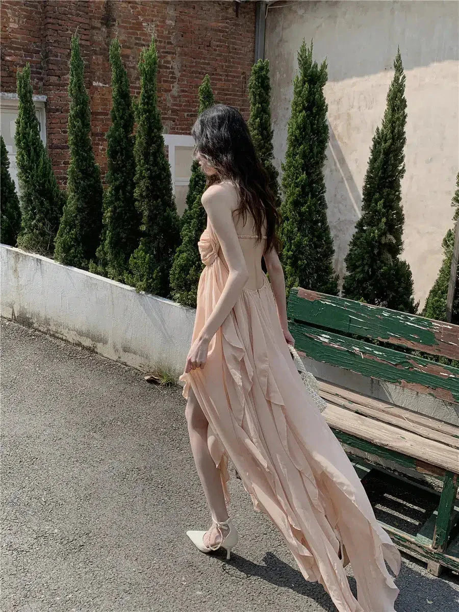 Pure Backless Chiffon Midi Dress - KAYSMAR