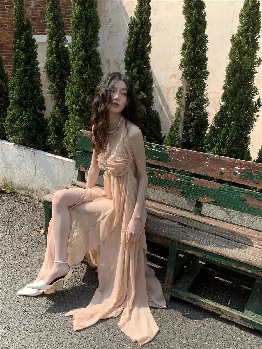 Pure Backless Chiffon Midi Dress - KAYSMAR