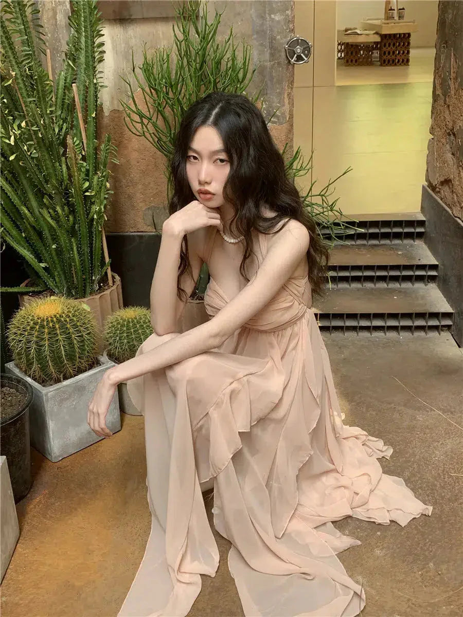 Pure Backless Chiffon Midi Dress - KAYSMAR