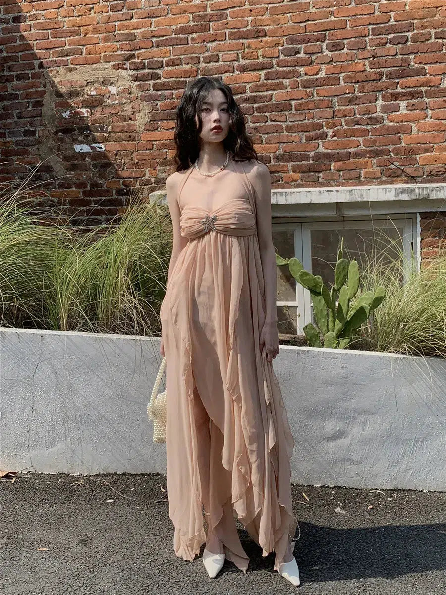 Pure Backless Chiffon Midi Dress - KAYSMAR