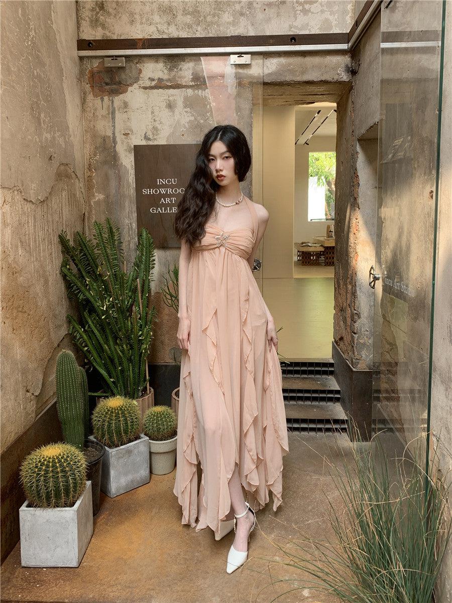 Pure Backless Chiffon Midi Dress - KAYSMAR