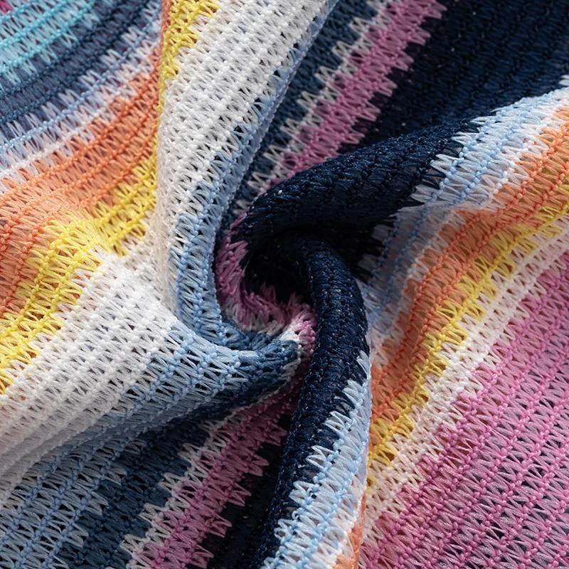 Rainbow Off Shoulder Knitted Mini Dress - KAYSMAR