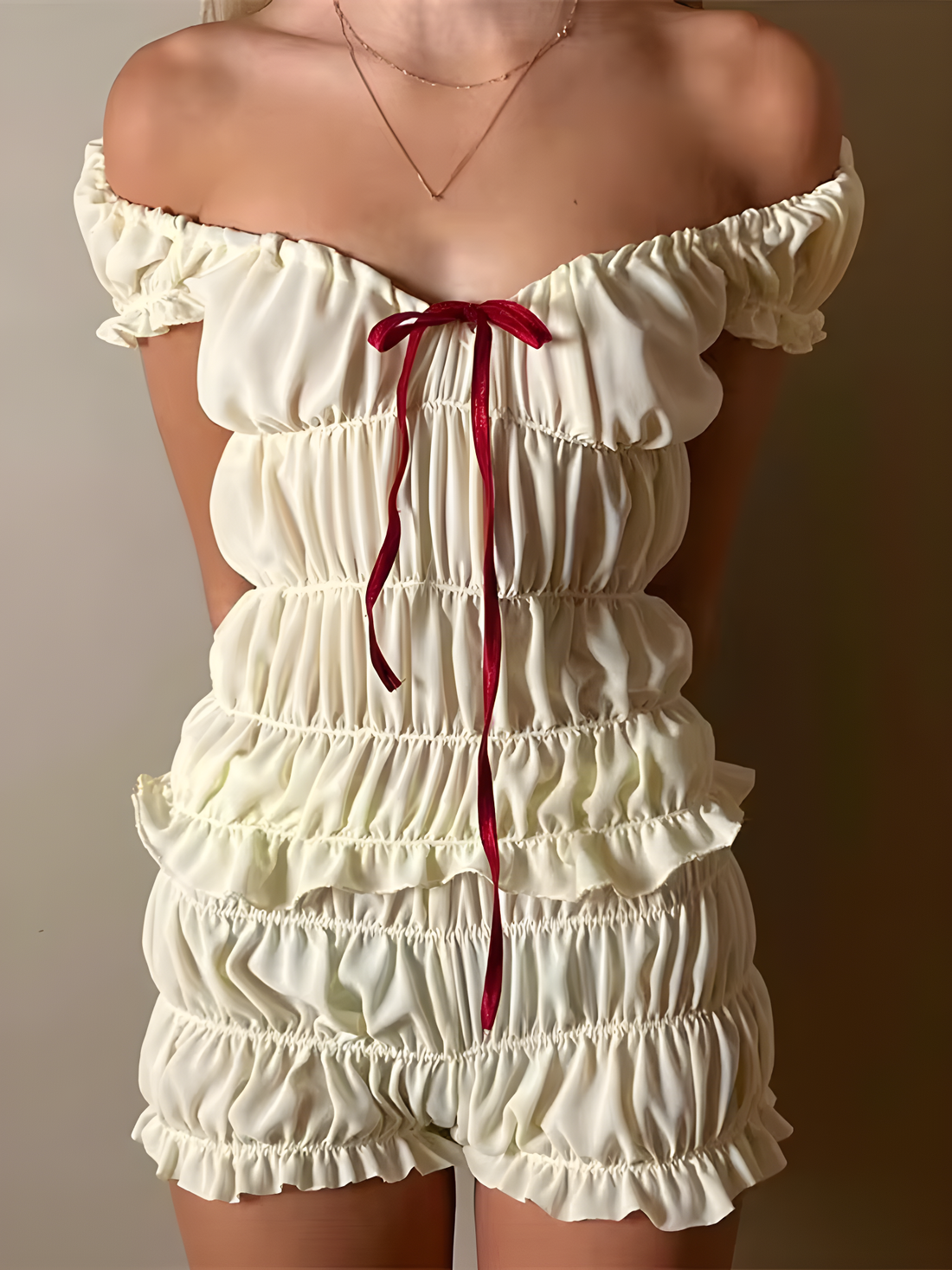 Ruched Off Shoulder Top & Shorts Two Piece Set - KAYSMAR