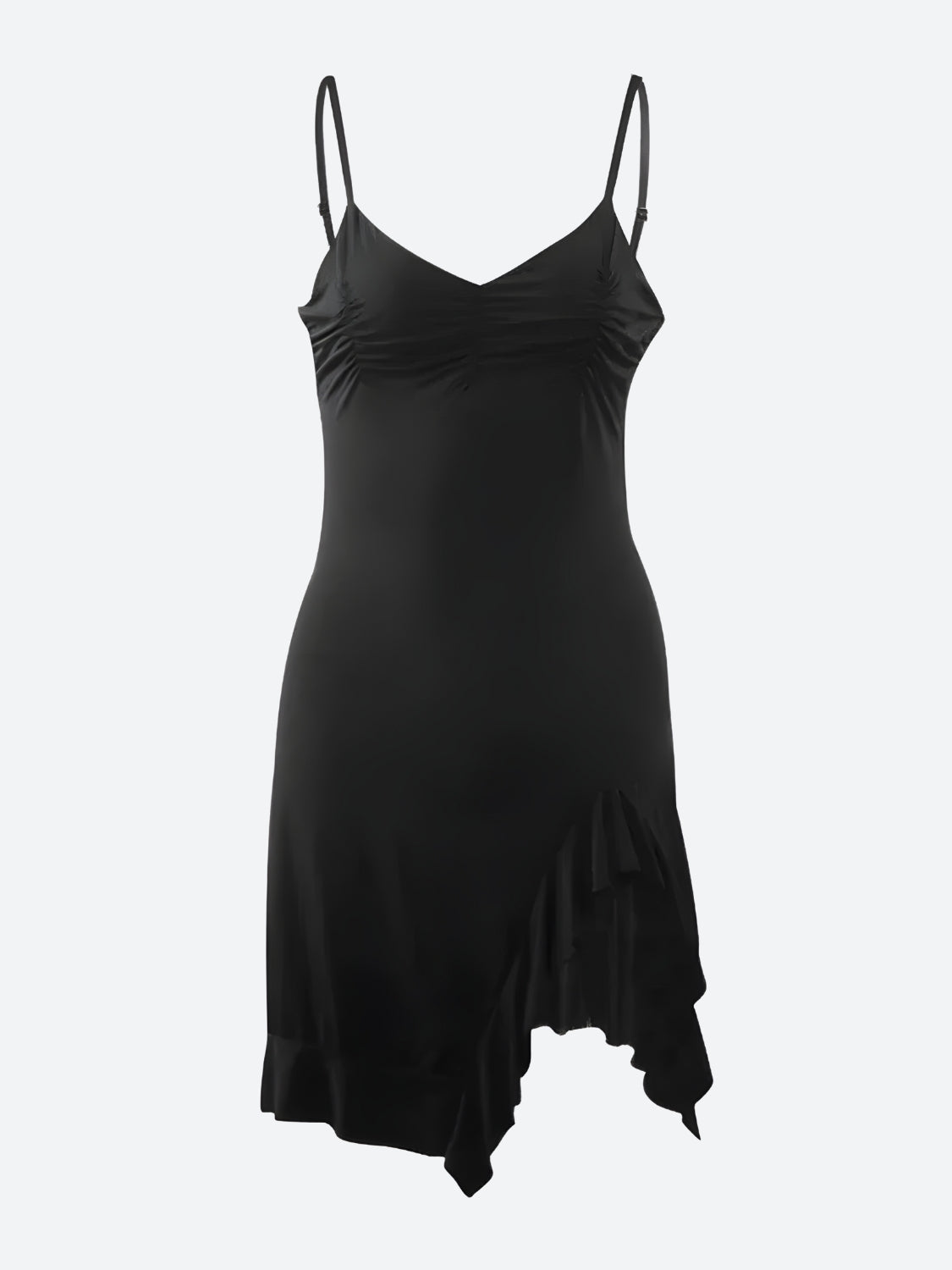 Ruffled Slit Bodycon Mini Dress - KAYSMAR