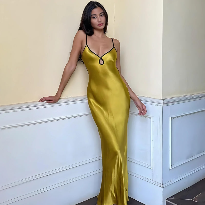 Satin Backless Maxi Dress - KAYSMAR