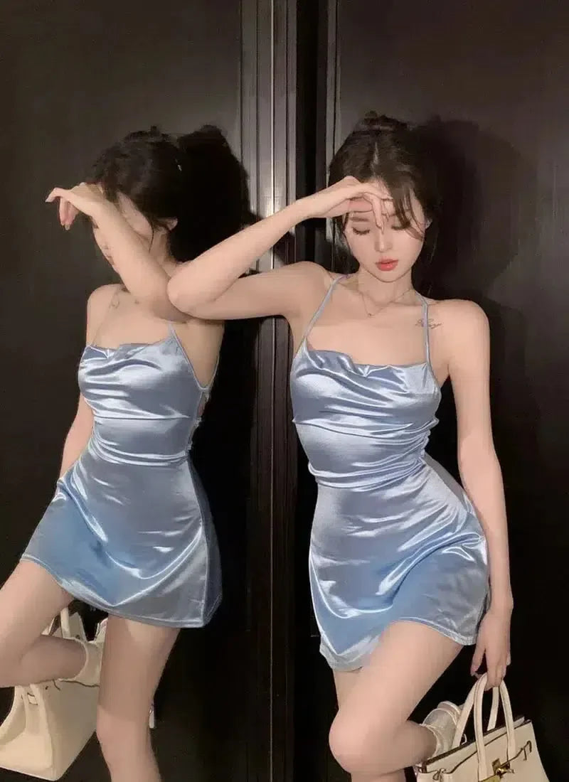 Satin Backless Mini Dress - KAYSMAR