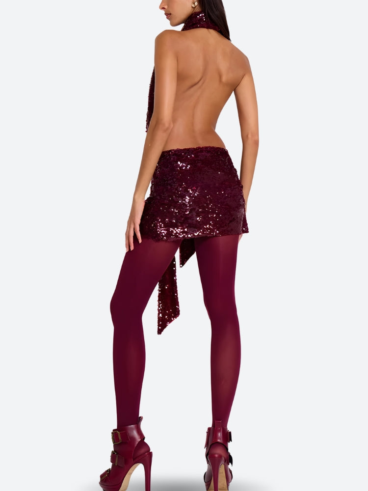 Sequined Backless Mini Dress - KAYSMAR
