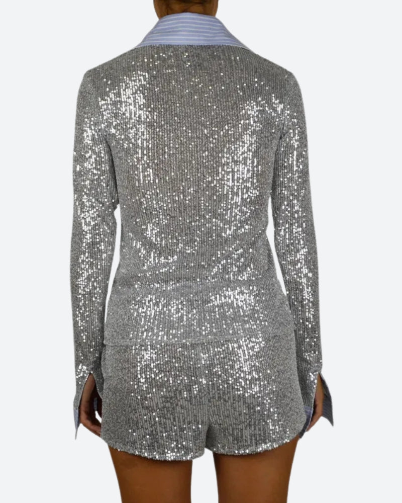 Sequined Shirt & Shorts Two Piece Set - KAYSMAR