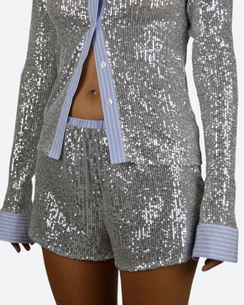 Sequined Shirt & Shorts Two Piece Set - KAYSMAR
