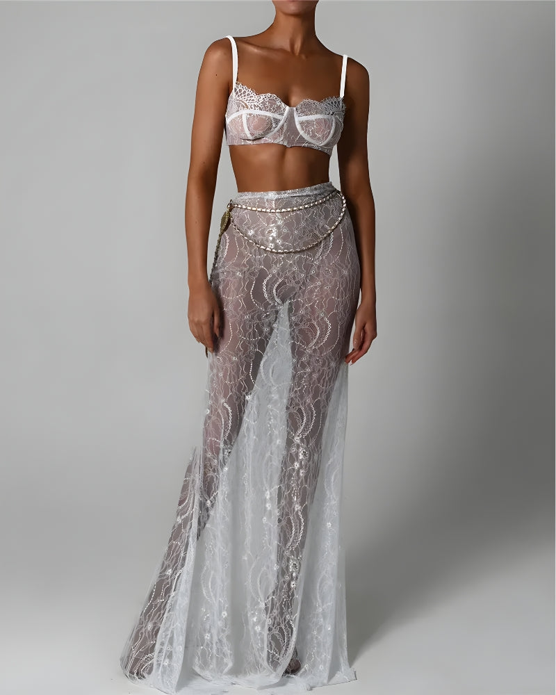Sheer Lace Two Pieces Set - KAYSMAR