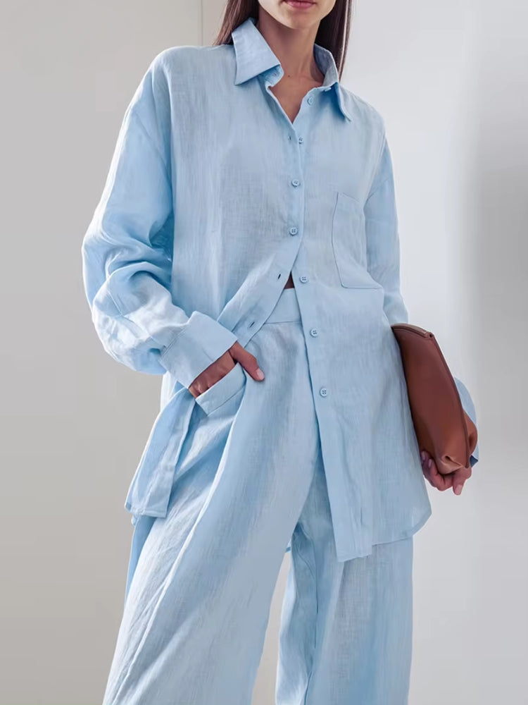 Shirt & Pants Blue Two Piece Set - KAYSMAR