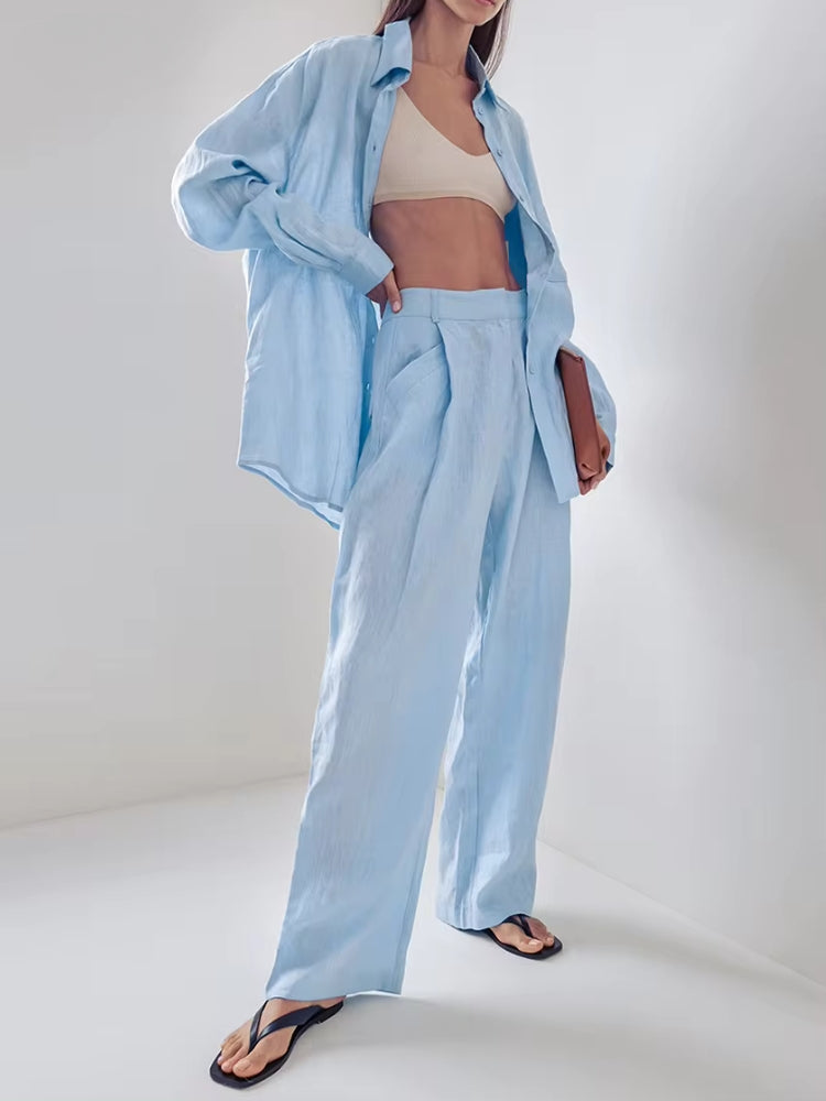 Shirt & Pants Blue Two Piece Set - KAYSMAR