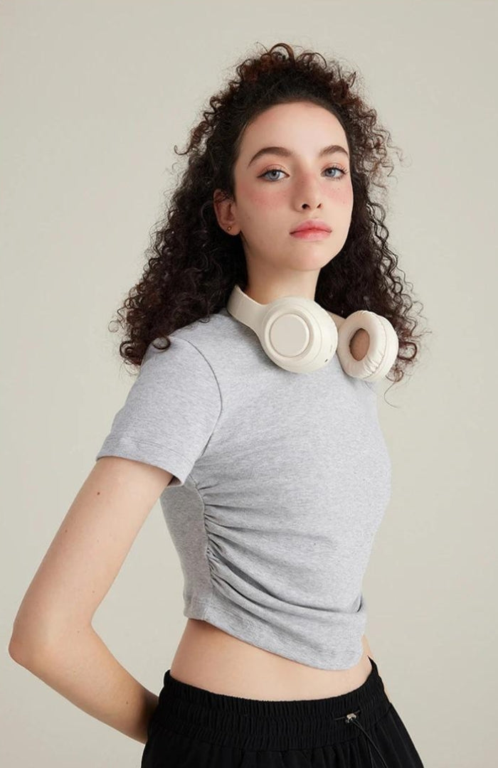 Side Ruched Crop Top - KAYSMAR