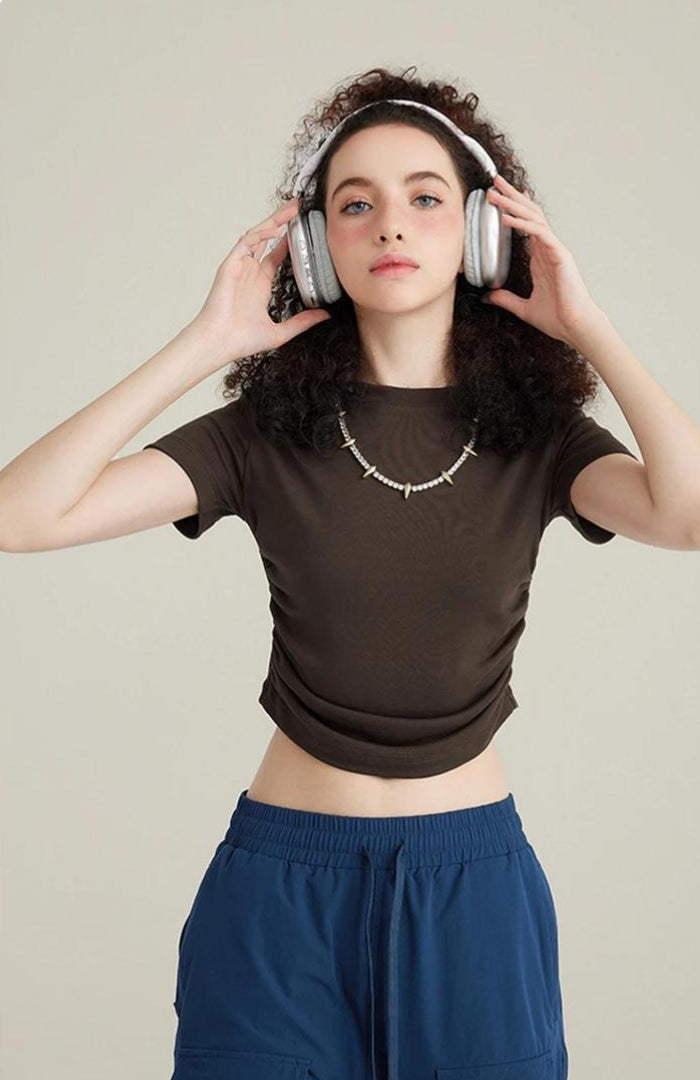 Side Ruched Crop Top - KAYSMAR