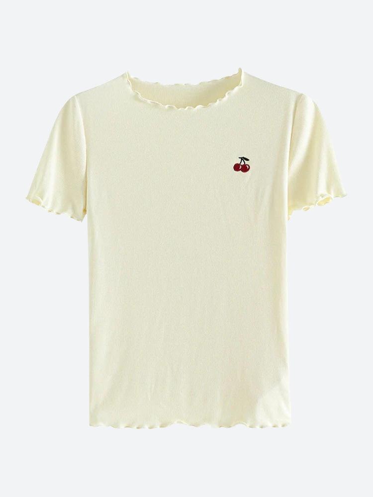Soft Girl Cherry Lettuce Edge Tee - KAYSMAR