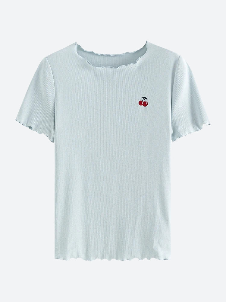 Soft Girl Cherry Lettuce Edge Tee - KAYSMAR