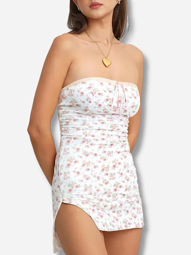 Soft Girl Floral Tube Mini Dress - KAYSMAR